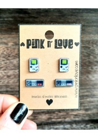 Boucles d'Oreilles Pink n' Love - Game Boy et Manette NES Pack de 2
